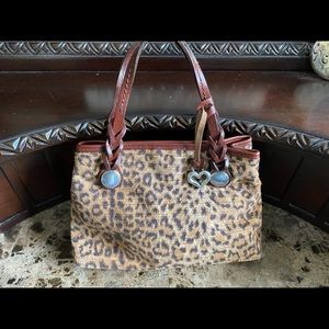 Brighton Leopard print leather trim purse